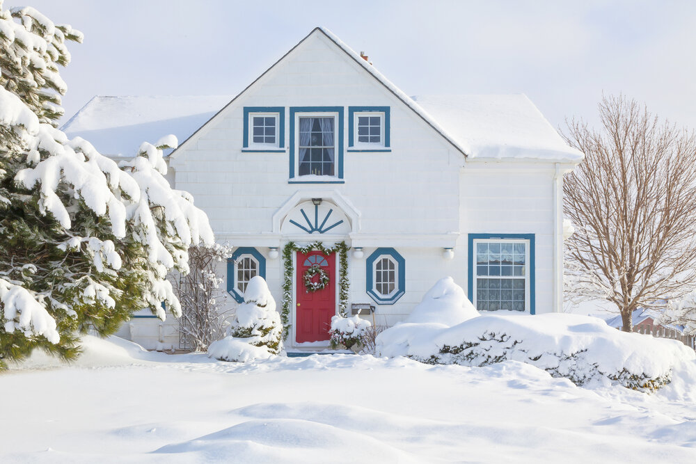 snowy home in winter