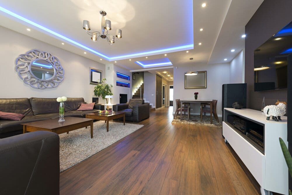 Recessed Interior Led Lighting In Spacious Living Room