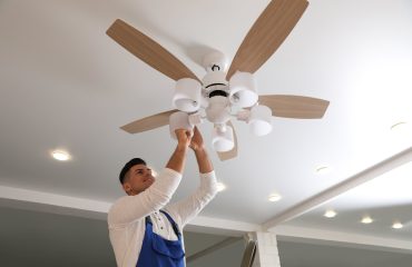 Professional ceiling fan installation in a residential home