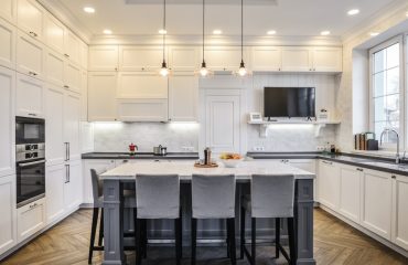 Kitchen interior in new luxury home in scandinavian style